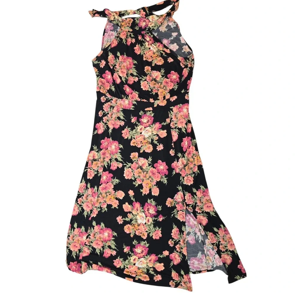 Lane Bryant Womens Floral Tie Halter Neck Maxi Dress Plus Size 26 28 - Picture 4 of 8